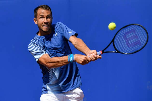 Czech tennis player Lukas Rosol (pictured) in action during the match I. CLTK Prague Open By Moneta Prague against Roman Safiullin of Russia in Prague, Czech Republic, August 16, 2020. (CTKxPhoto MichalxKamaryt) CTKPhotoP202008160288601 kmt