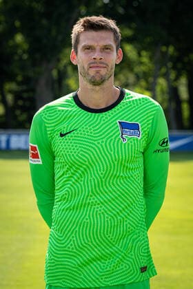 Football Berlin 17 08 2020 Season 2020 2021 1 BL DFL Hertha BSC Berlin Portrait date 2020 2021 Rune Almenning Jarstein Hertha BSC, TW, No 22