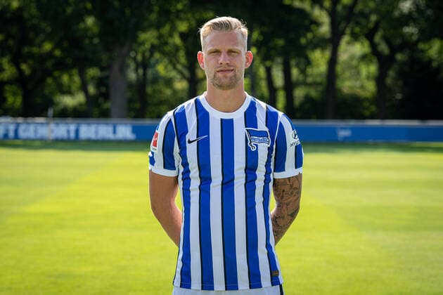 Football Berlin 17 08 2020 Season 2020 2021 1 BL DFL Hertha BSC Berlin Portrait date 2020 2021 Arne Maier Hertha BSC, No 23