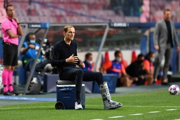 FOOTBALL RB Leipzig vs Paris Saint Germain 1 2 Phase final UEFA Champions League Final 8 Lisbonne 18 08 2020 LISBON, PORTUGAL AUGUST 18 Thomas Tuchel, Manager of Paris Saint Germain reacts during the UEFA Champions League Semi Final match between RB Leipzig and Paris Saint Germain F C at Estadio do Sport Lisboa e Benfica on August 18, 2020 in Lisbon, Portugal Photo by Michael Regan UEFA UEFA via Getty Images Lisbonne Portugal Poolfoto Panoramic POOL UEFA ,EDITORIAL USE ONLY