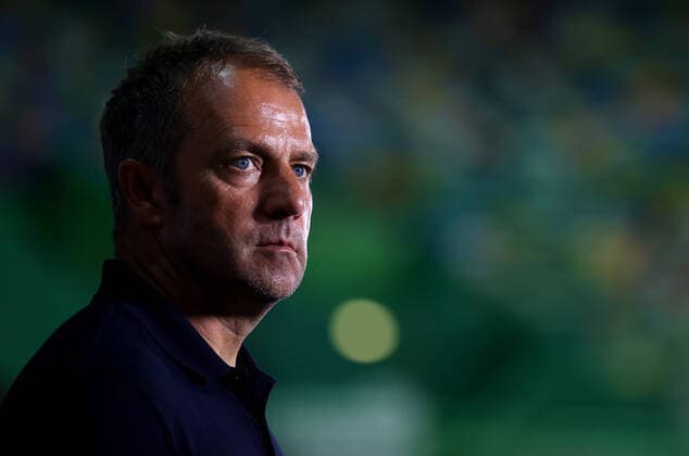 FOOTBALL Bayern Munich vs Olympique Lyonnais 1 2 Phase final UEFA Champions League Final 8 Lisbonne 19 08 2020 LISBON, PORTUGAL AUGUST 19 Hans Dieter Flick, Head Coach of Bayern Munich looks on during the UEFA Champions League Semi Final match between Olympique Lyonnais and Bayern Munich at Estadio Jose Alvalade on August 19, 2020 in Lisbon, Portugal Lisbonne Portugal Poolfoto Panoramic POOL UEFA ,EDITORIAL USE ONLY