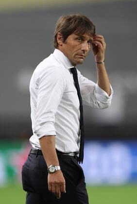 FOOTBALL Seville FC vs Inter Milan Ligue Europa Finale 21 08 2020 Antonio Conte, Head Coach of Inter Milan reacts during the UEFA Europa League Final between Seville and FC Internazionale at RheinEnergieStadion on August 21, 2020 in Cologne, Germany Cologne RheinEnergieStadion Angleterre Poolfoto Panoramic POOL UEFA ,EDITORIAL USE ONLY