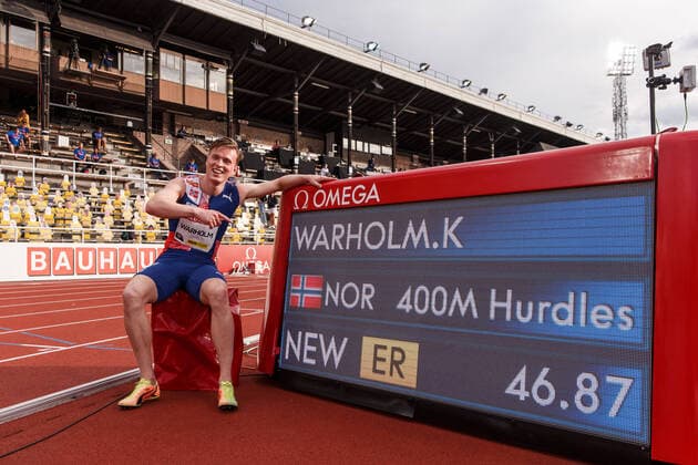 Bilder des Jahres 2020, Sport 08 August Sport Themen der Woche KW34 Sport Bilder des Tages 200823 Karsten Warholm of Norway celebrates after setting a new Europe record when competing in the men?s 400m metes during the athletics gala Diamond League Stockholm on August 23, 2020 in Stockholm. Photo: Joel Marklund BILDBYRAN kod JM JM0002 bbeng friidrott athletics friidrett Diamond League Diamond League Stockholm Bauhaus-galan Bauhausgalan gala jublar jubel *** 200823 Karsten Warholm of Norway celebrates after setting a new Europe record when competing in the mens 400m metes during the athletics gala Diamond League Stockholm on August 23, 2020 in Stockholm Photo Joel Marklund BILDBYRAN kod JM JM0002 bbeng athletics athletics athletics Diamond League Diamond League Stockholm Bauhaus gala Bauhaus gala gala jublar jubel,  Copyright: JOELxMARKLUND BB200823JM117