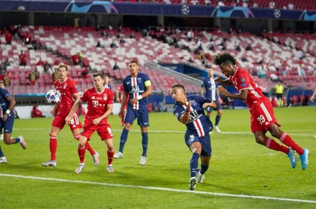 Bilder des Jahres 2020, Sport 08 August Sport Themen der Woche KW34 Sport Bilder des Tages Final Football UEFA Champions League FC BAYERN MUENCHEN - PARIS ST. GERMAIN (PSG) Lisbon, Lissabon, Portugal, 23rd August 2020. Tor zum 1:0 durch Kingsley Coman (Muenchen) gegen Thilo Kehrer (PSG) in the final match UEFA Champions League, final tournament FC BAYERN MUENCHEN - PARIS ST. GERMAIN (PSG) in season 2019 2020, FCB, Photographer: Peter Schatz Pool - UEFA REGULATIONS PROHIBIT ANY USE OF PHOTOGRAPHS as IMAGE SEQUENCES and or QUASI-VIDEO - National and international News-Agencies OUT Editorial Use ONLY Lisbon Estadio da Luz de Benfica Portugal *** Final Football UEFA Champions League FC BAYERN MUENCHEN PARIS ST GERMAIN PSG Lisbon, Lisbon, Portugal, 23rd August 2020 Goal to 1 0 by Kingsley Coman Munich against Thilo Kehrer PSG in the final match UEFA Champions League, final tournament FC BAYERN MUENCHEN PARIS ST GERMAIN PSG in season 2019 2020, FCB, photographer Peter Schatz Pool UEFA REGULATIONS PROHIBIT ANY USE OF PHOTOGRAPHS as IMAGE SEQUENCES and or QUASI VIDEO National and international News Agencies OUT Editorial Use ONLY Lisbon Estadio da Luz de Benfica Portugal Poolfoto Peter Schatz Pool ,EDITORIAL USE ONLY