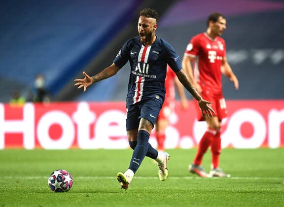 FOOTBALL Paris Saint Germain vs Bayern Munich Final UEFA Champions League 23 08 2020 LISBON, PORTUGAL AUGUST 23 Neymar of Paris Saint Germain reacts during the UEFA Champions League Final match between Paris Saint Germain and Bayern Munich at Estadio do Sport Lisboa e Benfica on August 23, 2020 in Lisbon, Portugal Lisbonne Portugal Poolfoto Panoramic POOL UEFA ,EDITORIAL USE ONLY