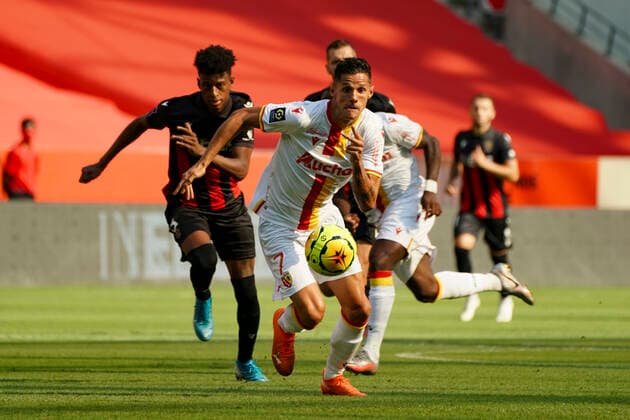 Florian Sotoca (Lens) FOOTBALL : OGC Nice vs Lens - Ligue 1 Uber eats - Nice - 23 08 2020 NorbertScanella PanoramiC 