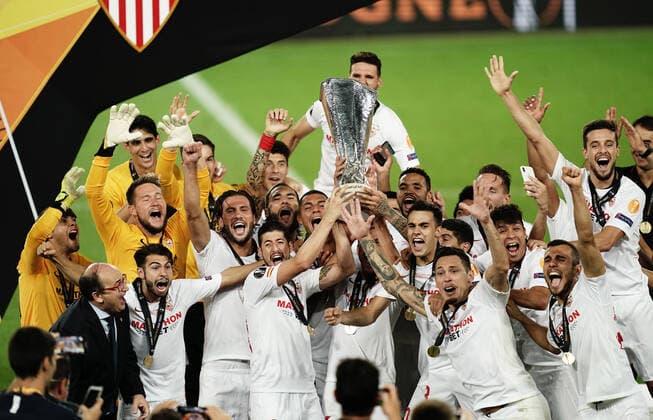 Football UEFA Europa League Final FC Sevilla Inter Milan 21 08 2020 Europa League Winner 2020, FC Sevilla Inter Milan, 21 08 2020, Football, Europa League, Final, FC Sevilla Inter Milan 3 2 Photo Thorsten Wagner Witters POOL via BEAUTIFUL SPORTS Wunderl NO use of any use photographs as image sequences and or quasi video EDITORIAL USE OLNY National and international NewsAgencies OUT NO secondary re Sale within 48 hours after kick off Cologne RheinEnergieSTADION NRW Germany Poolfoto Wagner Witters Pool Witters ,EDITORIAL USE ONLY