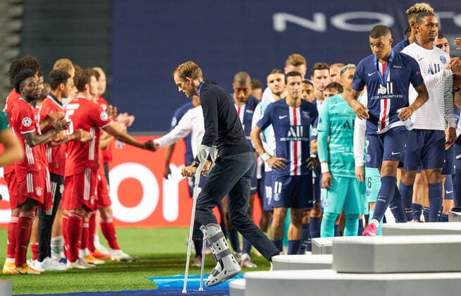 Final Football UEFA Champions League FC BAYERN MUNICH PARIS SAINT GERMAIN PSG 1 0 Lisbon, Lisbon, Portugal, 23rd August 2020 Thomas TUCHEL, PSG Coach Kylian MBAPPE, PSG 7 team FCB win the trophy in the final match UEFA Champions League, final tournament FC BAYERN MUENCHEN PARIS ST GERMAIN PSG 1 0 in season 2019 2020, FCB, photographer Peter Schatz Pool UEFA REGULATIONS PROHIBIT ANY USE OF PHOTOGRAPHS as IMAGE SEQUENCES and or QUASI VIDEO National and international News Agencies OUT Editorial Use ONLY Lisbon Estadio da Luz de Benfica Portugal Poolfoto Peter Schatz ,EDITORIAL USE ONLY