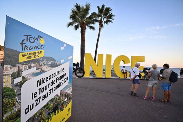 Illustration picture shows preparations ahead of the 107th edition of the Tour de France cycling race, in Nice, France, Wednesday 26 August 2020. This year s Tour de France was postponed due to the worldwide Covid-19 pandemic. The 2020 race starts in Nice on Saturday 29 August and ends on 20 September. DAVIDxSTOCKMAN  x05845514x