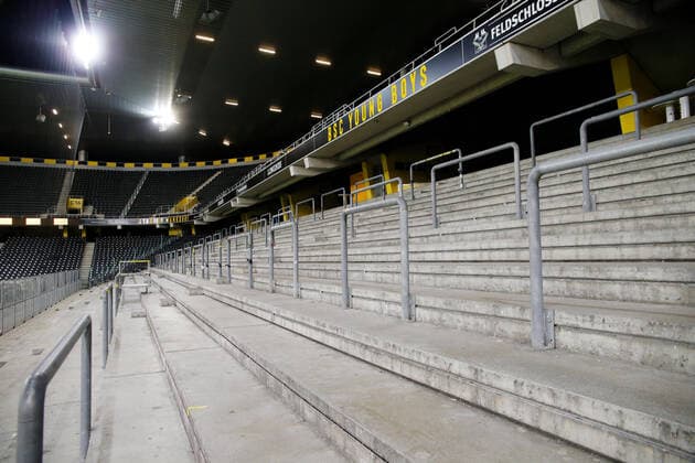 Photo Manuel Geisser 26 08 2020 Bern Wankdorf Stadion Bern Season 2020 2021 Mens Football Champions League 2 Qualification Round BSC Young Boys Bern Kl Klaksvik Standing room of the YB fans in Wankdorf Stadion Bern