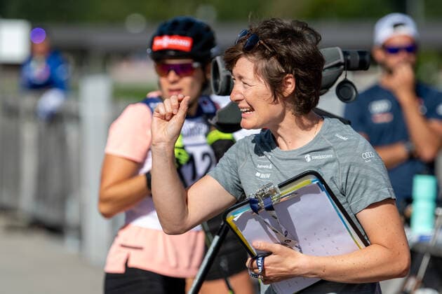 BIATHLON - Sandra FLUNGER (AUT) am 27.08.2020 während des Testwettkampfes Massenstart Frauen in der Chiemgau Arena, Ruhpolding, Deutschland - Foto: ERNST WUKITS - *** BIATHLON Sandra FLUNGER AUT on 27 08 2020 during the test competition mass start women in the Chiemgau Arena, Ruhpolding, Germany Photo ERNST WUKITS