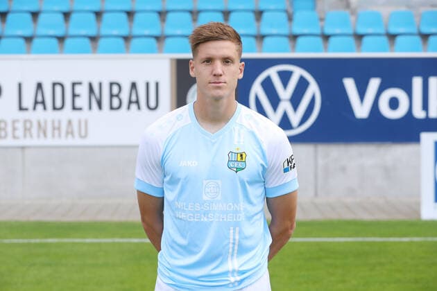 Teampraesentation Chemnitz 27 08 2020 Lukas Aigner Chemnitzer FC Regionalliga NordOst, portrait date 2020 2021 , Chemnitz, 27 08 2020, Stadium at Gellertstrasse, Soccer ,