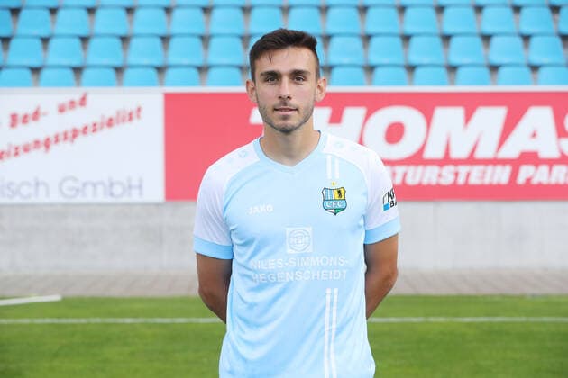 Teampraesentation Chemnitz 27 08 2020 Joannis Karsanidis Chemnitzer FC Regionalliga NordOst, portrait date 2020 2021 , Chemnitz, 27 08 2020, Stadium at Gellertstrasse, Football ,