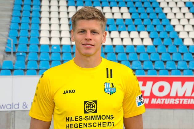 CFC team photo 27 08 2020 Chemnitz, sports, stadium at Gellertstrasse, soccer, Regionalliga Nordost, CFC team photo of the season 2020 2021 Goalkeeper Jakob Jakubov Chemnitz Saxony Germany
