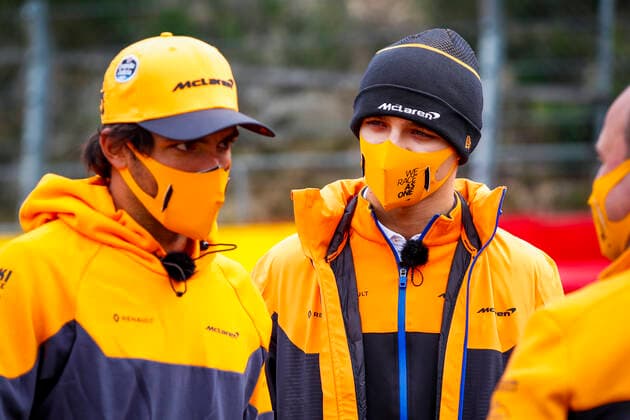 Motorsports FIA Formula One World Championship 2020, Grand Prix of Belgium, 55 Carlos Sainz ESP, McLaren F1 Team , 4 Lando Norris GBR, McLaren F1 Team , Spa Francorchamps Belgium
