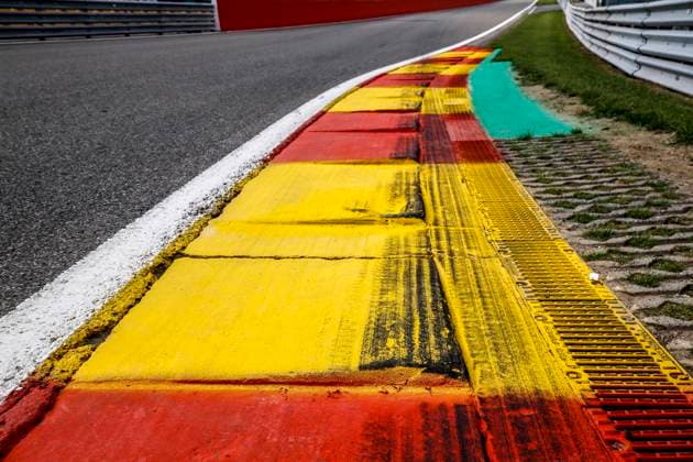 Motorsports FIA Formula One World Championship 2020, Grand Prix of Belgium, Circuit de Spa Francorchamps, Eau Rouge, Curbs Spa Francorchamps Belgium