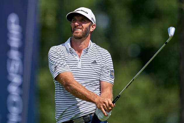 OLYMPIA FIELDS, ILLINOIS - AUGUST 28: Dustin Johnson of the United States looks on after hitting his shot from the the sixth tee during the second round of the BMW Championship on the North Course at Olympia Fields Country Club on August 28, 2020 in Olympia Fields, Illinois. (Photo by Robin Alam Icon Sportswire) GOLF: AUG 28 PGA, Golf Herren - BMW Championship Icon164200228074