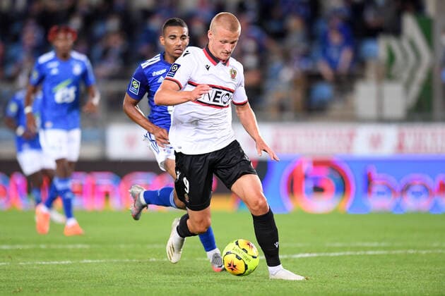 09 KASPER DOLBERG (NICE) - BUT FOOTBALL : Strasbourg vs Nice - Ligue 1 Uber Eats - 29 08 2020 FEP Panoramic 