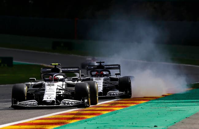 Motorsports FIA Formula One World Championship 2020, Grand Prix of Belgium, 10 Pierre Gasly FRA, Scuderia AlphaTauri Honda , 26 Daniil Kvyat RUS, Scuderia AlphaTauri Honda , Spa Francorchamps Belgium