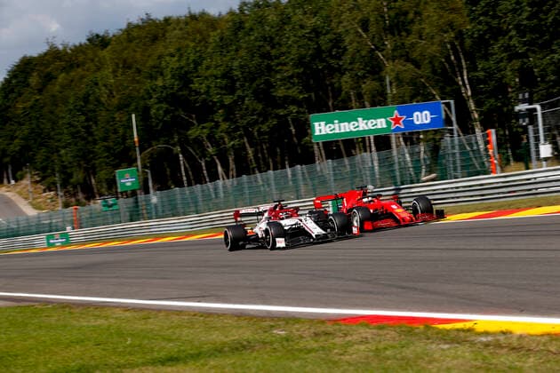 Motorsports FIA Formula One World Championship 2020, Grand Prix of Belgium, 7 Kimi Raikkonen FIN, Alfa Romeo Racing ORLEN , 5 Sebastian Vettel GER, Scuderia Ferrari Mission Winnow , Spa Francorchamps Belgium