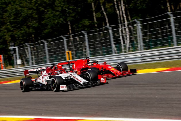 Motorsports FIA Formula One World Championship 2020, Grand Prix of Belgium, 7 Kimi Raikkonen FIN, Alfa Romeo Racing ORLEN , 5 Sebastian Vettel GER, Scuderia Ferrari Mission Winnow , Spa Francorchamps Belgium