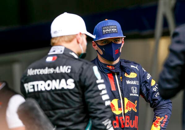 Motorsports FIA Formula One World Championship 2020, Grand Prix of Belgium, 77 Valtteri Bottas FIN, Mercedes AMG Petronas Formula One Team , 33 Max Verstappen NLD, Aston Martin Red Bull Racing , Spa Francorchamps Belgium