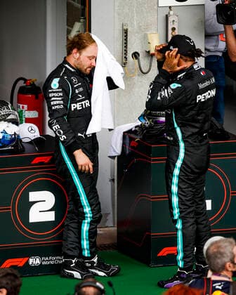 Motorsports FIA Formula One World Championship 2020, Grand Prix of Belgium, 77 Valtteri Bottas FIN, Mercedes AMG Petronas Formula One Team , 44 Lewis Hamilton GBR, Mercedes AMG Petronas Formula One Team , Spa Francorchamps Belgium