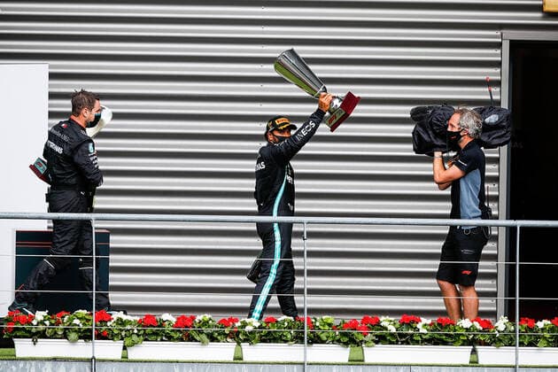 FORMULA 1 ROLEX BELGIAN GRAND PRIX 2020 30 08 2020, Circuit de Spa Francorchamps, Spa Franchorchamps, FORMULA 1 ROLEX BELGIAN GRAND PRIX 2020 , in the picture podium winner Lewis Hamilton GB 44 , Mercedes AMG Petronas F1 Team nordphotoxBratic nph00250