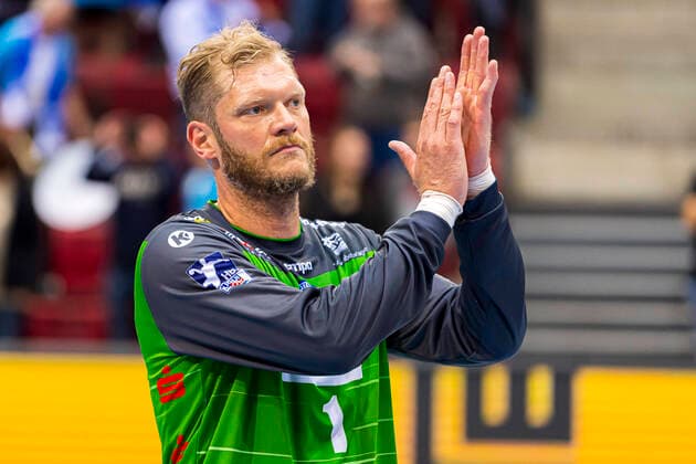 Handball, Men BGV Cup, 1 Matchday, Group A, TVB Stuttgart Rhein Neckar Loewen Goalkeeper Johannes Bitter Stuttgart Stuttgart Stuttgart Scharrena Baden Wuerttemberg Germany