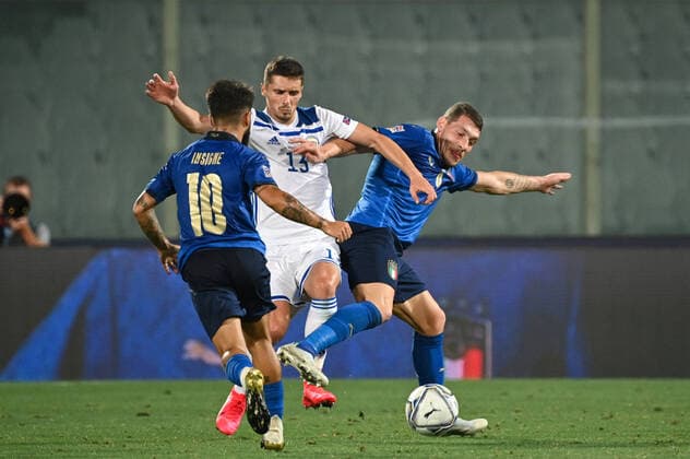 Photo Massimo Paolone LaPresse September 4, 2020 Florence, Italy soccer Italia vs Bosnia and Erzegovina - Nations League - "Artemio Franchi" stadium In the pic: Andrea Belotti (Italia) competes for the ball with Gojko Cimirot (Bosina Erzegovina)  Copyright: xMassimoxPaolone LaPressex