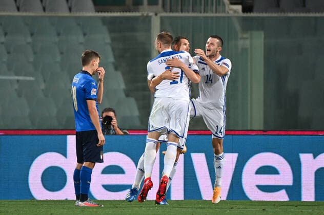 Photo Massimo Paolone LaPresse September 4, 2020 Florence, Italy soccer Italia vs Bosnia and Erzegovina - Nations League - "Artemio Franchi" stadium In the pic: Edin Dzeko (Bosina Erzegovina) celebrates after scoring goal 0-1  Copyright: xMassimoxPaolone LaPressex