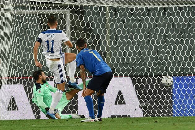 Fußball, Nations League, Italien - Bosnien-Herzegowina Db Firenze 04 09 2020 - Uefa Nations League Italia-Bosnia Erzegovina foto Daniele Buffa Image nella foto: gol Edin Dzeko 