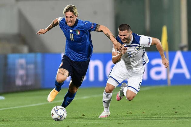 Fußball, Nations League, Italien - Bosnien-Herzegowina Db Firenze 04 09 2020 - Uefa Nations League Italia-Bosnia Erzegovina foto Daniele Buffa Image nella foto: Nicolo Zaniolo-Sead Kolasinac 