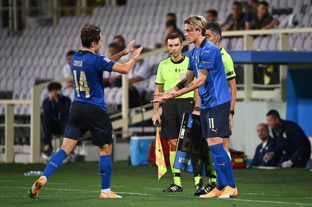 Photo Massimo Paolone LaPresse September 4, 2020 Florence, Italy soccer Italia vs Bosnia and Erzegovina - Nations League - "Artemio Franchi" stadium In the pic: Federico Chiesa (Italia) is replaced by Nicolo Zaniolo (Italia)  Copyright: xMassimoxPaolone LaPressex