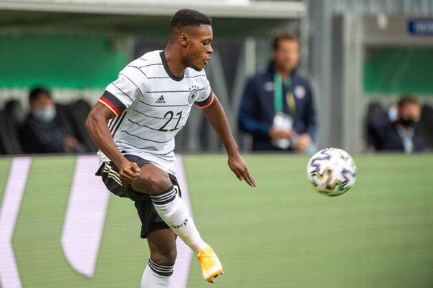 Ridle BAKU GER with ball, single action with ball, action, soccer international, U21, European Championship qualification game, Germany GER Moldova MDA 4 1, on 03 09 2020 in Wiesbaden Germany Â