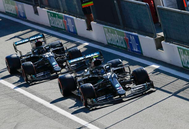Motorsports FIA Formula One World Championship 2020, Grand Prix of Italy, 77 Valtteri Bottas FIN, Mercedes AMG Petronas Formula One Team , 44 Lewis Hamilton GBR, Mercedes AMG Petronas Formula One Team , Monza Italy