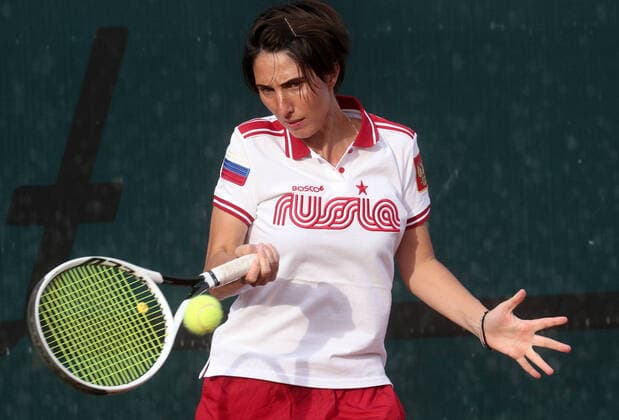 MOSCOW, RUSSIA - SEPTEMBER 6, 2020: Russian tennis player Anastasia Myskina takes part in the Bosco Friends Open charity tennis tournament. Alexander Shcherbak TASS  TS0E6046
