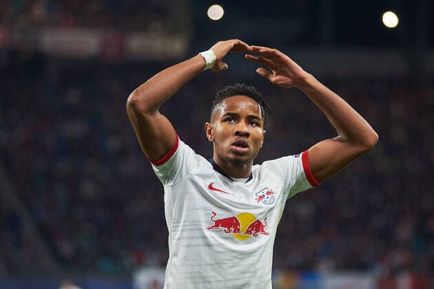 Leipzig, Germany - March 10, 2020: Christopher Nkunku during the match Leipzig vs Tottenham at Leipzig Arena Copyright: xVitaliixVitleox