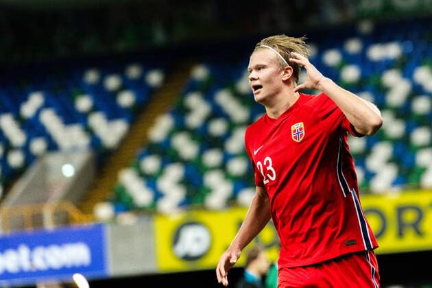 200907 Erling Braut Haaland of Norway celebrates the 1 5 goal during the UEFA Nations League football match between Northern Ireland and Norway on September 7, 2020 in Belfast Photo Stephen McCarthy BILDBYRAN COP 296 XX0001 fotboll football soccer nations league northern ireland nordirland norge norway bbeng jubel,  Copyright: STEPHENxMCCARTHY BB200907BB953