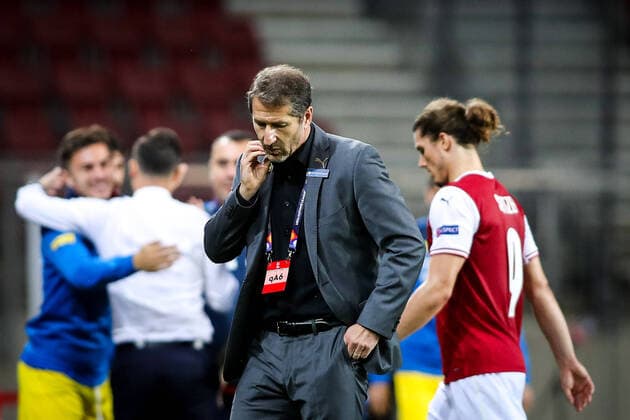SOCCER - NL, AUT vs ROM KLAGENFURT,AUSTRIA,07.SEP.20 - SOCCER - UEFA Nations League, OEFB international match, Länderspiel, Nationalmannschaft Austria vs Romania. Image shows the disappointment of head coach Franco Foda (AUT). GEPAxpictures xMaticxKlansek
