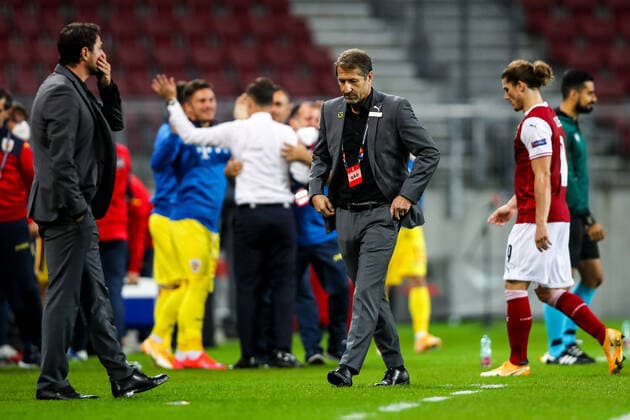 SOCCER - NL, AUT vs ROM KLAGENFURT,AUSTRIA,07.SEP.20 - SOCCER - UEFA Nations League, OEFB international match, Länderspiel, Nationalmannschaft Austria vs Romania. Image shows the disappointment of head coach Franco Foda (AUT). GEPAxpictures xMaticxKlansek