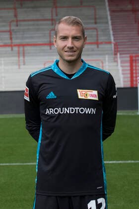 Goalkeeper Jakob Busk Sport Football Bundesliga Men DFL Portrait date Season 2020 2021 03 09 2020 1 FC Union Berlin FCU Squad, Introduction, Presentation, Press appointment