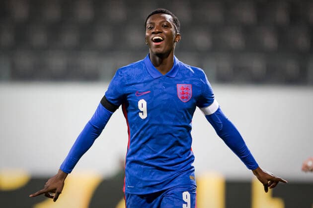 SOCCER - UEFA U21, U 21 EURO Quali, AUT vs ENG RIED,AUSTRIA,08.SEP.20 - SOCCER - UEFA Under-21 European Championship, EM, Europameisterschaft qualification, OEFB international match, Länderspiel, Nationalmannschaft Austria vs England. Image shows the rejoicing of Eddie Nketiah (ENG). Keywords: goal. GEPAxpictures xManfredxBinder