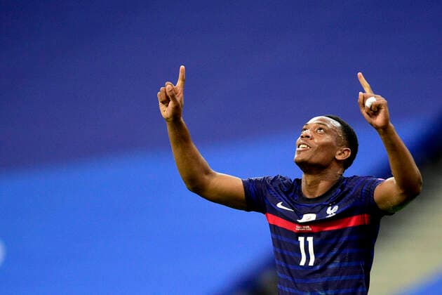 Joie des joueurs de l Equipe de France apres le but de MARTIAL ANTHONY (France) FOOTBALL : France vs Croatie - ligue des Nations - 08 09 2020 JBAutissier Panoramic 