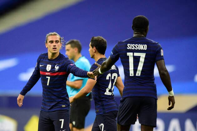 Joie des joueurs de l Equipe de France apres le but de GRIEZMANN ANTOINE (France) FOOTBALL : France vs Croatie - ligue des Nations - 08 09 2020 JBAutissier Panoramic 
