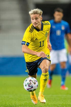 200908 Pontus Almqvist of Sweden during the UEFA European Under 21 Qualifier football match between Sweden and Italy on September 8, 2020 in Kalmar Photo Petter Arvidson BILDBYRAN kod PA PA0058 fotball football fotboll soccer european under 21 qualifier em kval u21 sverige sweden italien italy uefa euro under 21 qualifier,  Copyright: PETTERxARVIDSON BB200908PA171