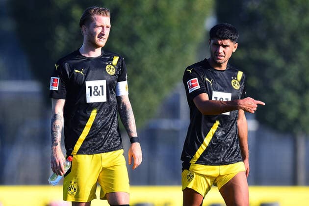 Football test match Borussia Dortmund Sparta Rotterdam on 07 09 2020 at the Hohenbuschei training ground in Dortmund Marco Reus Dortmund , left Mahmoud Dahoud Dortmund , right DFL regulations prohibit any use of photographs as image sequences and or quasi video xRx