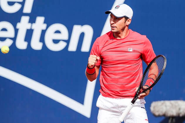 TENNIS - ATP, Tennis Herren Generali Open 2020 KITZBUEHEL,AUSTRIA,10.SEP.20 -TENNIS - ATP World Tour, Generali Open 2020. Image shows the rejoicing of Dusan Lajovic (SRB). GEPAxpictures xPatrickxSteiner