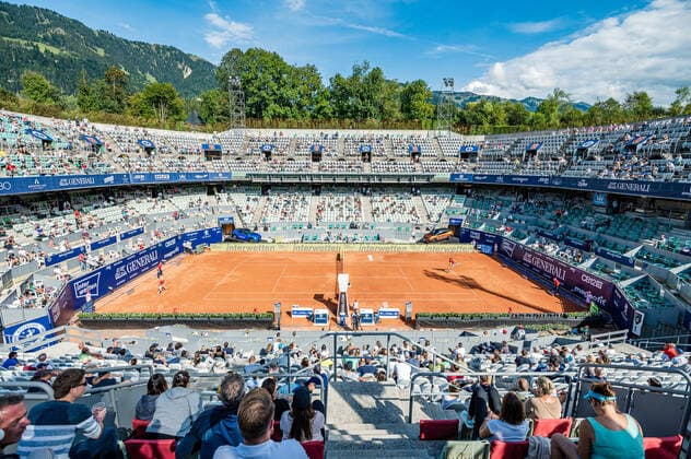 10 09 2020, Sportpark, Kitzbuehel, AUT, ATP Tour, Generali Open Kitzbuehel, in picture from l Diego Schwartzman ARG , Sebastian Ofner AUT f l Diego Schwartzman of Argentina and Sebastian Ofner of Austria during the Generali Open Tennis Tournament of the ATP Tour at the Sportpark in Kitzbuehel, Austria on 2020 09 09 10 Kitzbuehel  EP_ade