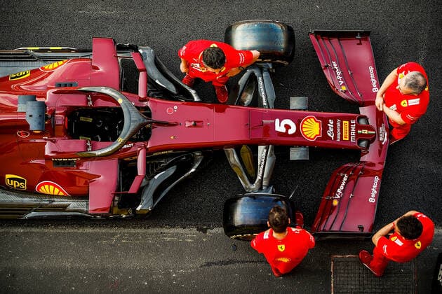 Formula 1 Pirelli Gran Premio Della Toscana Ferrari 1000 2020 10 09 2020, Autodromo Internazionale del Mugello, Mugello, Formula 1 Pirelli Gran Premio Della Toscana Ferrari 1000 2020, in the picture The Ferrari of Sebastian Vettel GER 5, Scuderia Ferrari in new design, especially for the 1000 race of Ferrari nordphotoxBratic nph00250